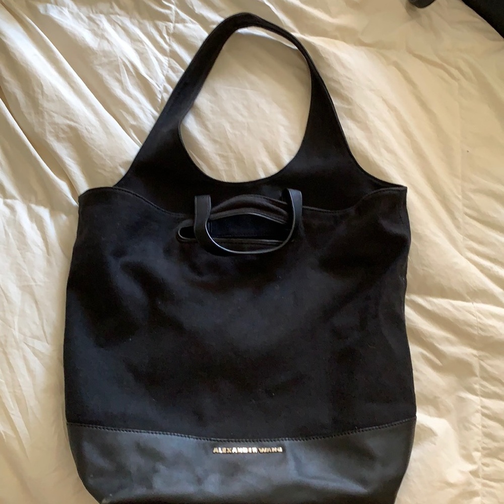 Alexander Wang Black Canvas Black Leather Tote